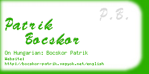 patrik bocskor business card